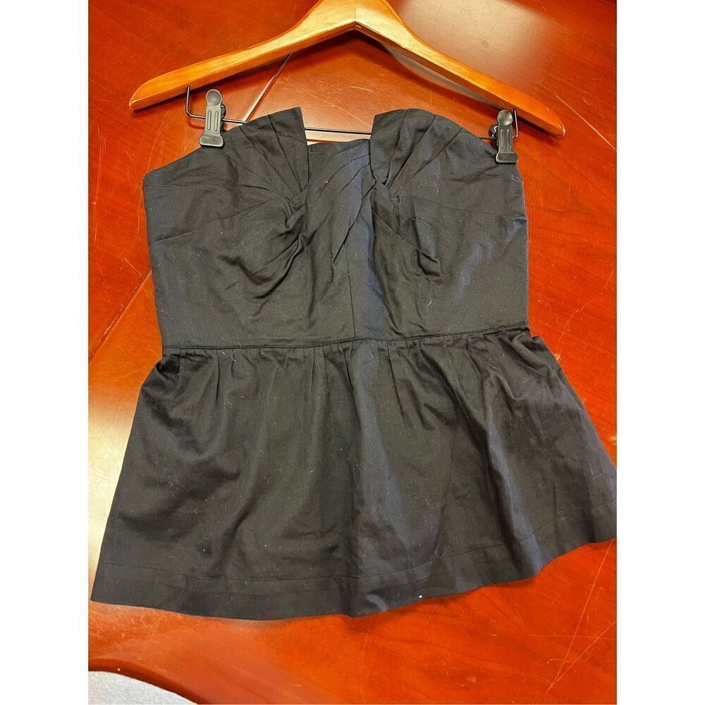 Anthropologie Odille Black Peplum Corset Top sz 8 NWOT